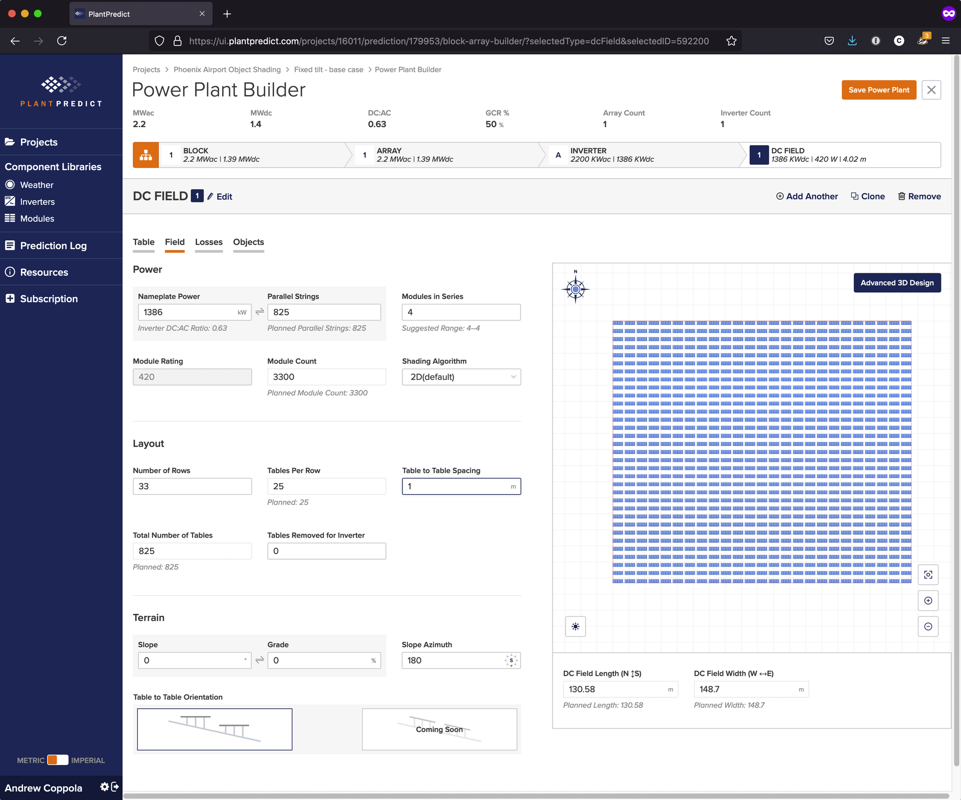 PlantPredict DC Field - Field View